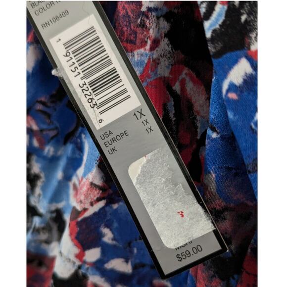 Tahari ASL Women's Floral Sleeveless Blouse Cowl Neck Stretch Top Plus Size 1X - Picture 8 of 8